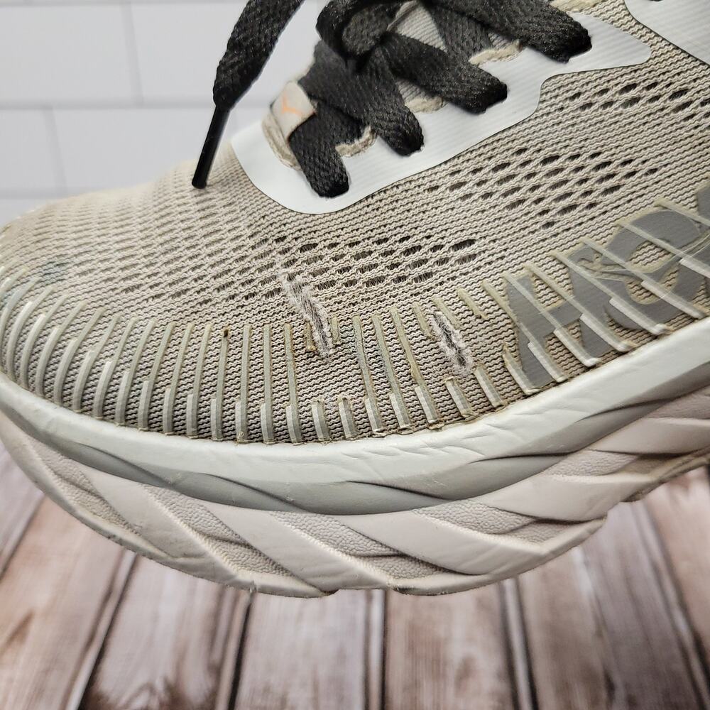 Hoka One One Bondi 7 Wide Running Shoes Gray Peach Women's Size 8D - Picture 13 of 13